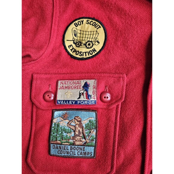 Vintage Boy Scouts of America Jacket 553 Mens 38 Red Wool 60s 70s W/ Badges - Picture 10 of 12